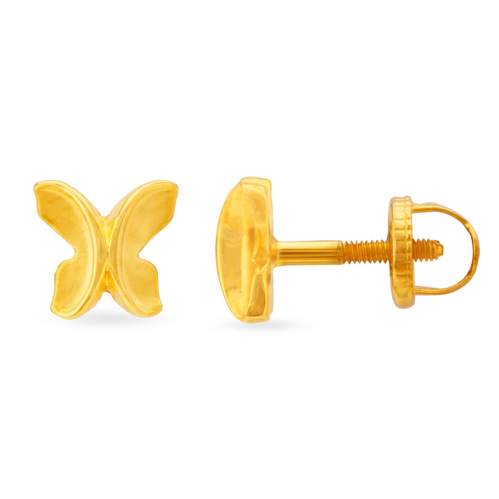 Enchanting Yellow Gold Butterfly Stud Earrings
